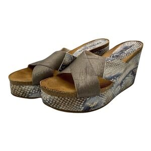 Right Bank Shoe Co. Sandal Snake Print Women's Size 8.5 Made In Spain